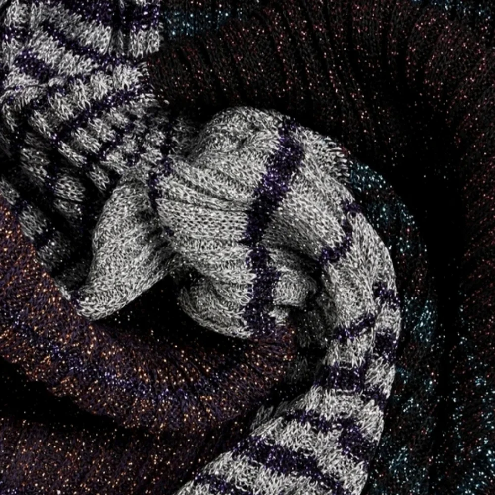 Missoni Metallic Ribbed Knit Bandana Scarf